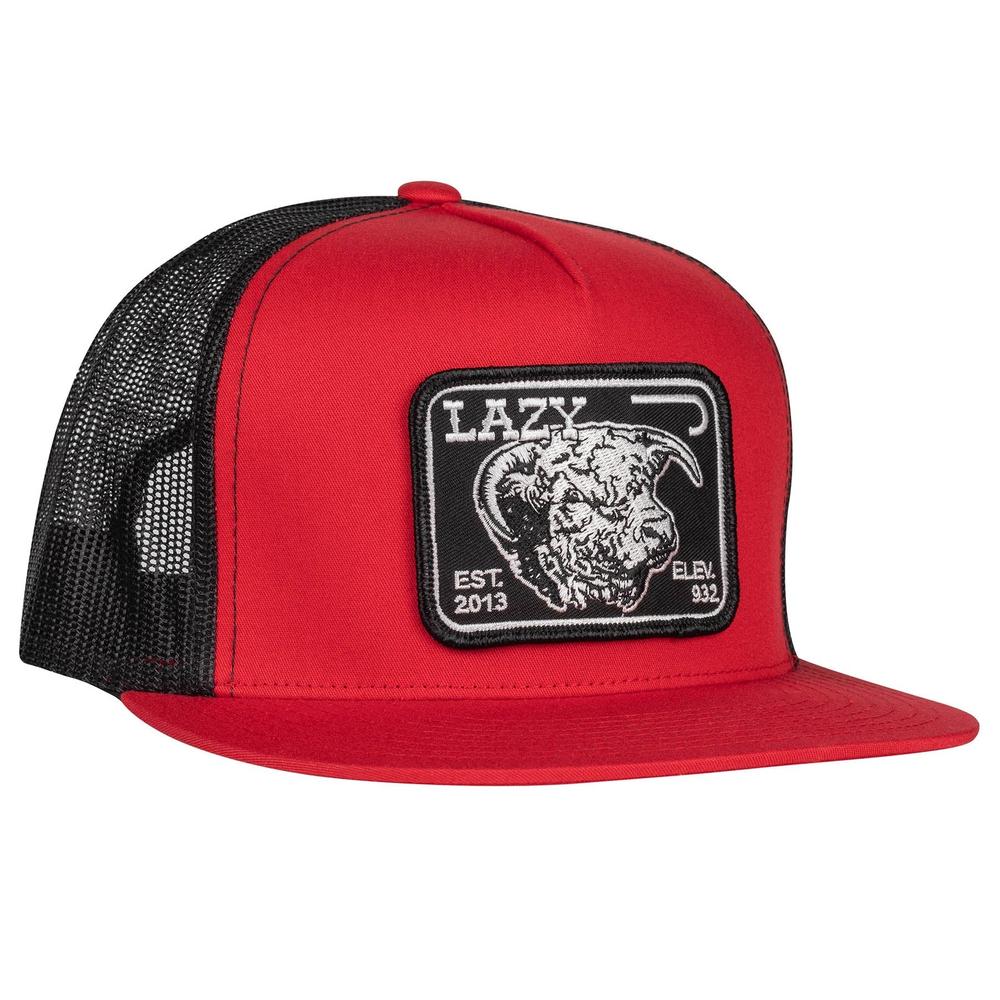 Lazy J Ranch Red & Black Elevation Classic Five Panel Trucker Hat-Lazy J Ranch Wear