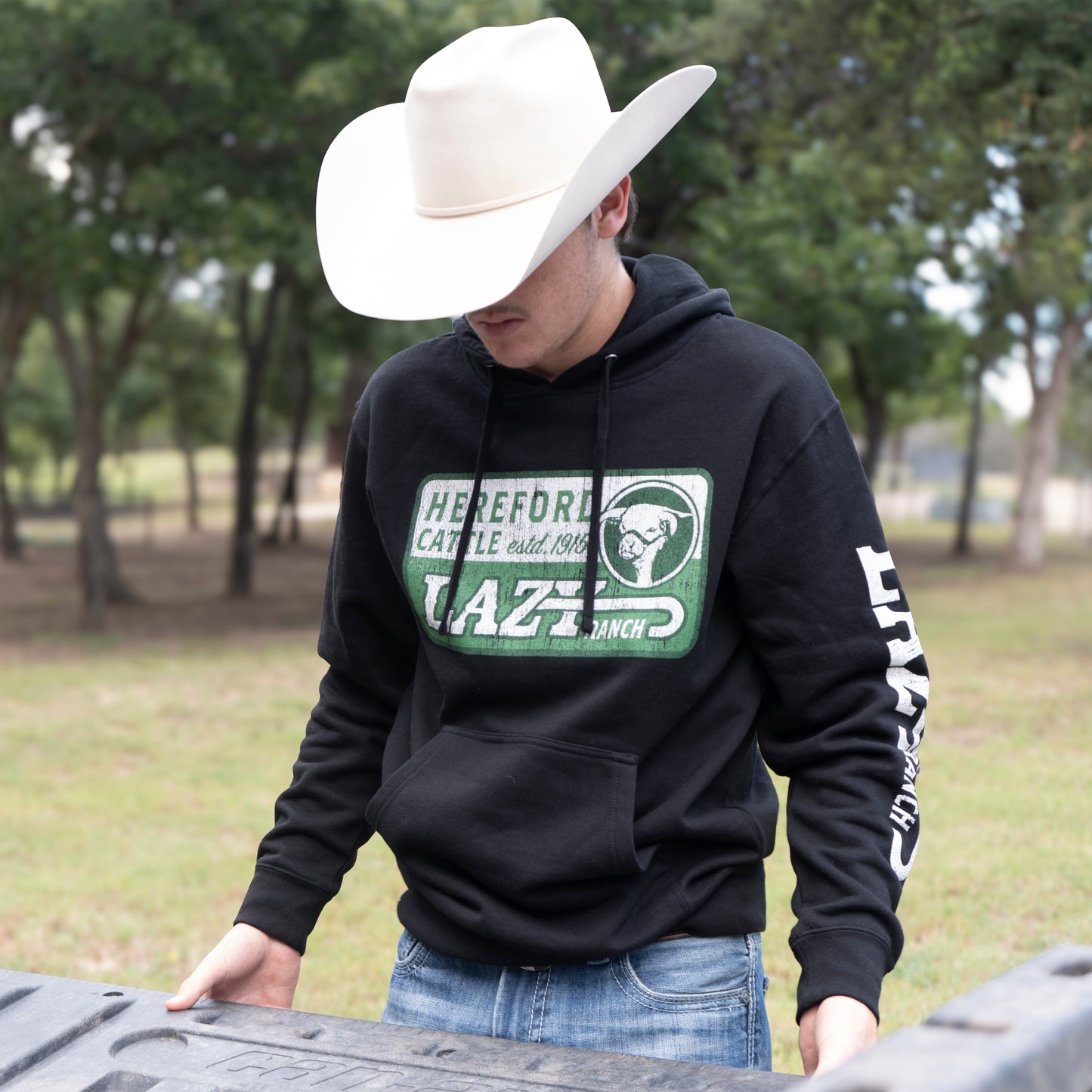 Lazy J Ranch Shafter Long Sleeve Hoodie - Black-Lazy J Ranch Wear