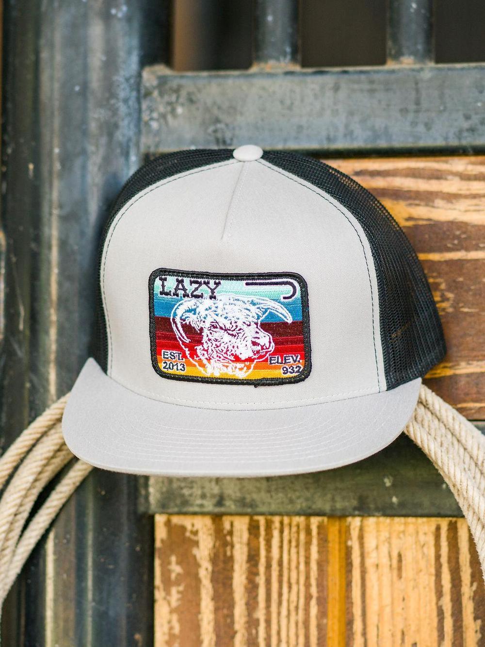 Lazy J Ranch Silver Grey & Black Serape Elevation Classic Five Panel Trucker Hat-Lazy J Ranch Wear