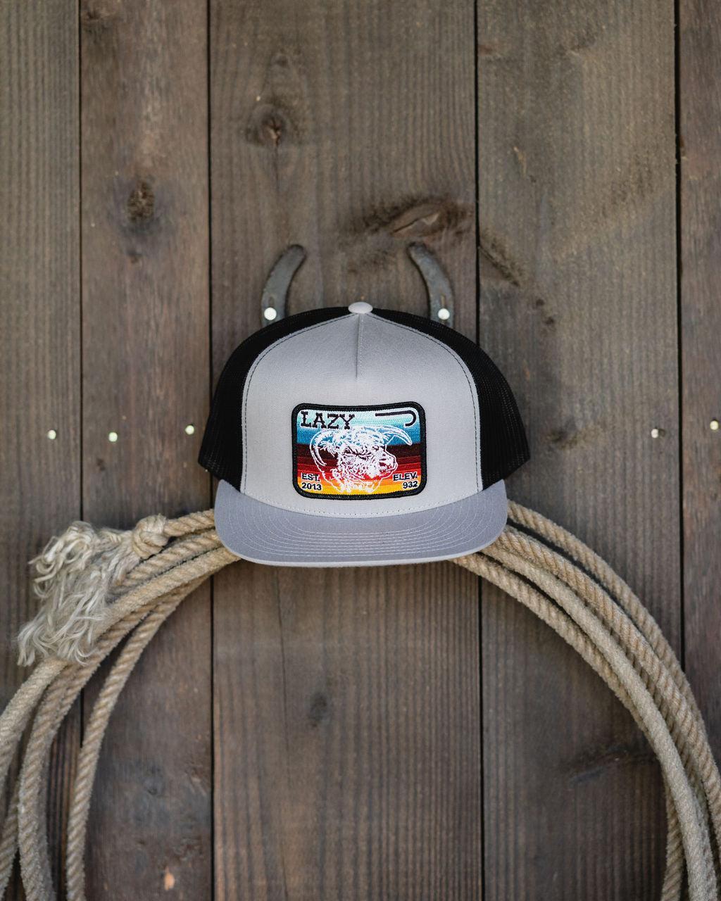 Lazy J Ranch Silver Grey & Black Serape Elevation Classic Five Panel Trucker Hat-Lazy J Ranch Wear