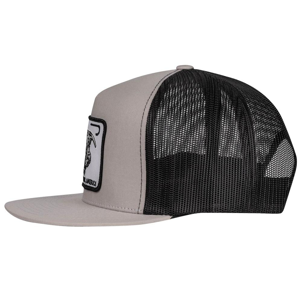 Lazy J Ranch Silver Grey & Black Willow Cattle Headquarters Classic Five Panel Trucker Hat-Lazy J Ranch Wear
