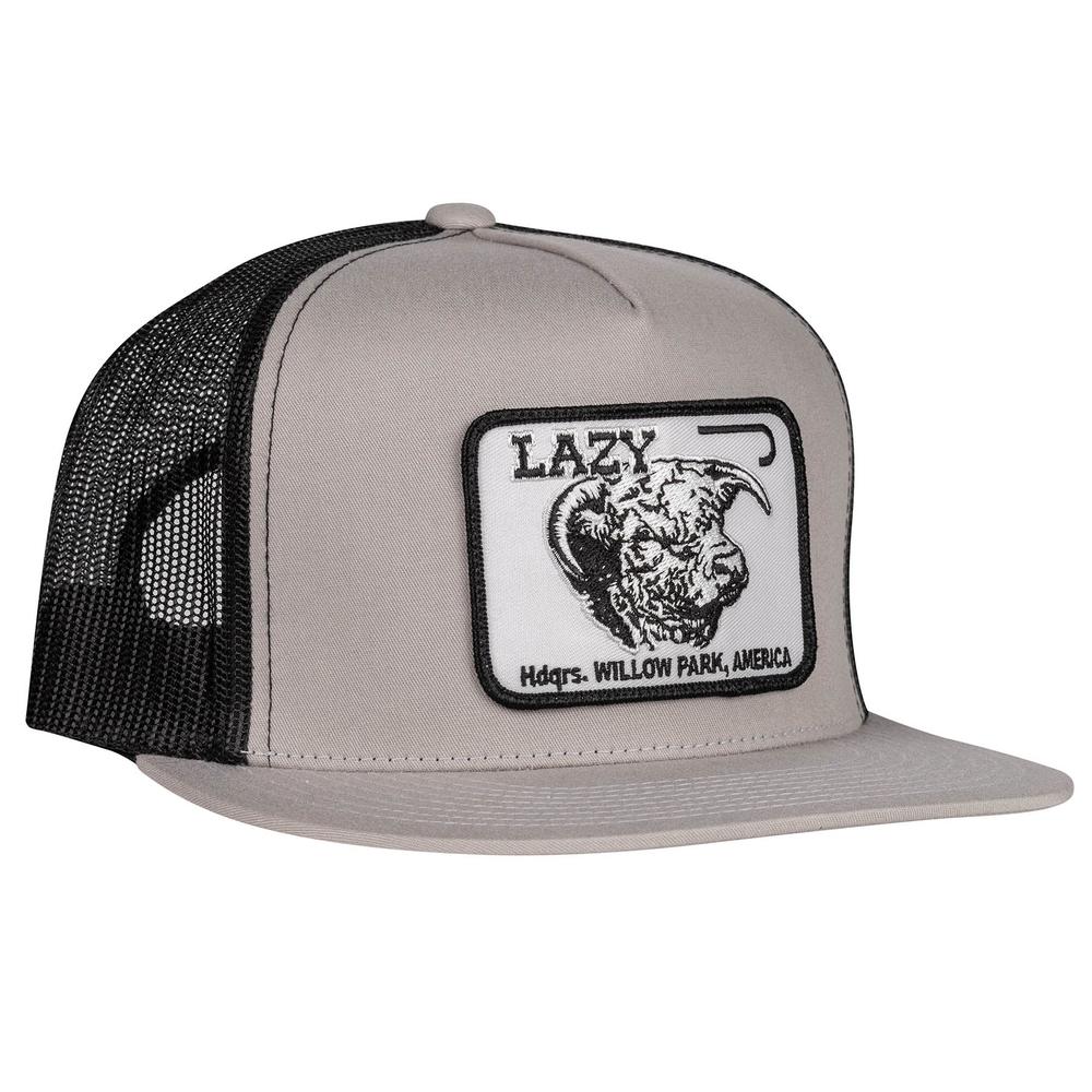 Lazy J Ranch Silver Grey & Black Willow Cattle Headquarters Classic Five Panel Trucker Hat-Lazy J Ranch Wear