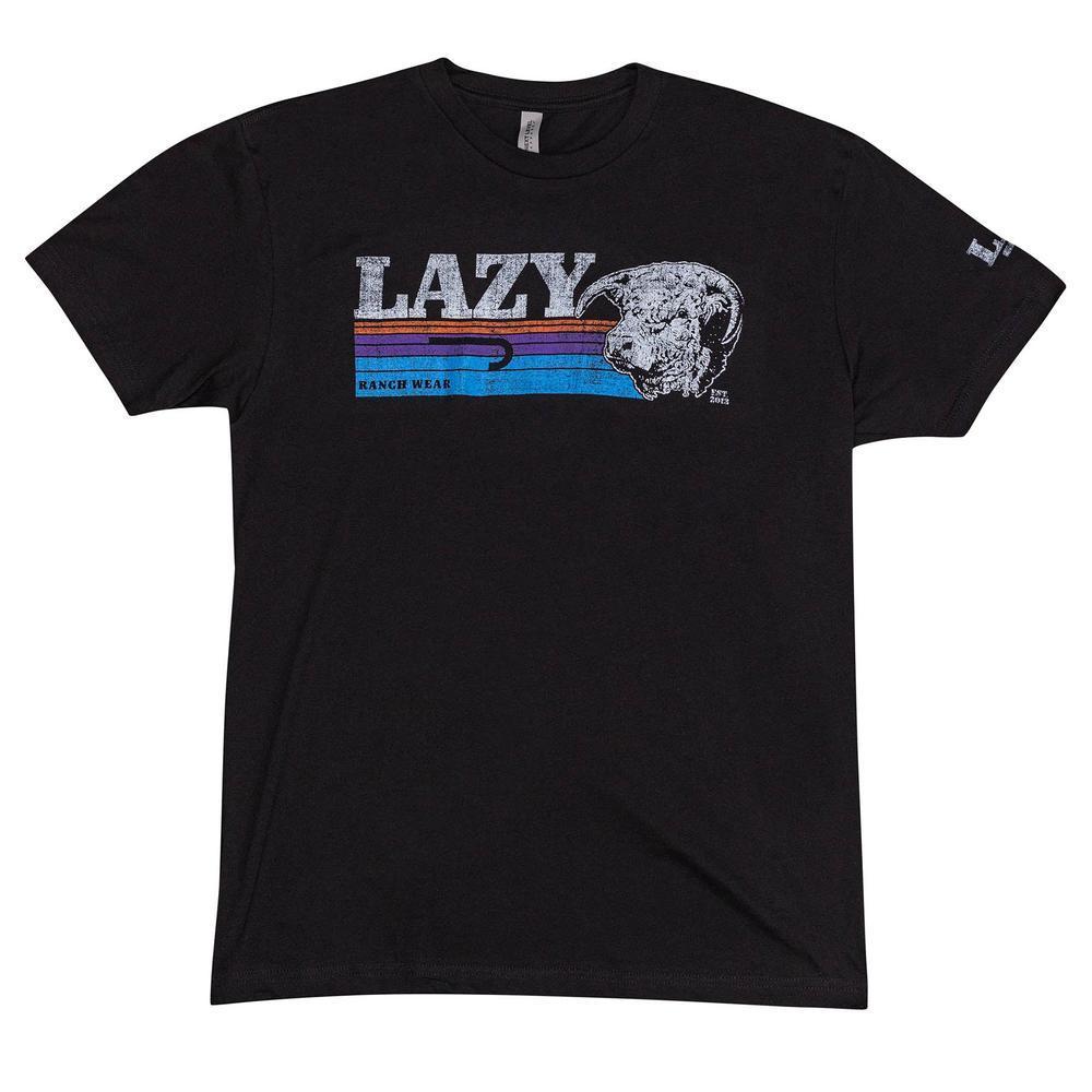 Lazy J Ranch Sunset Retro Short Sleeve T-Shirt - Black-Lazy J Ranch Wear