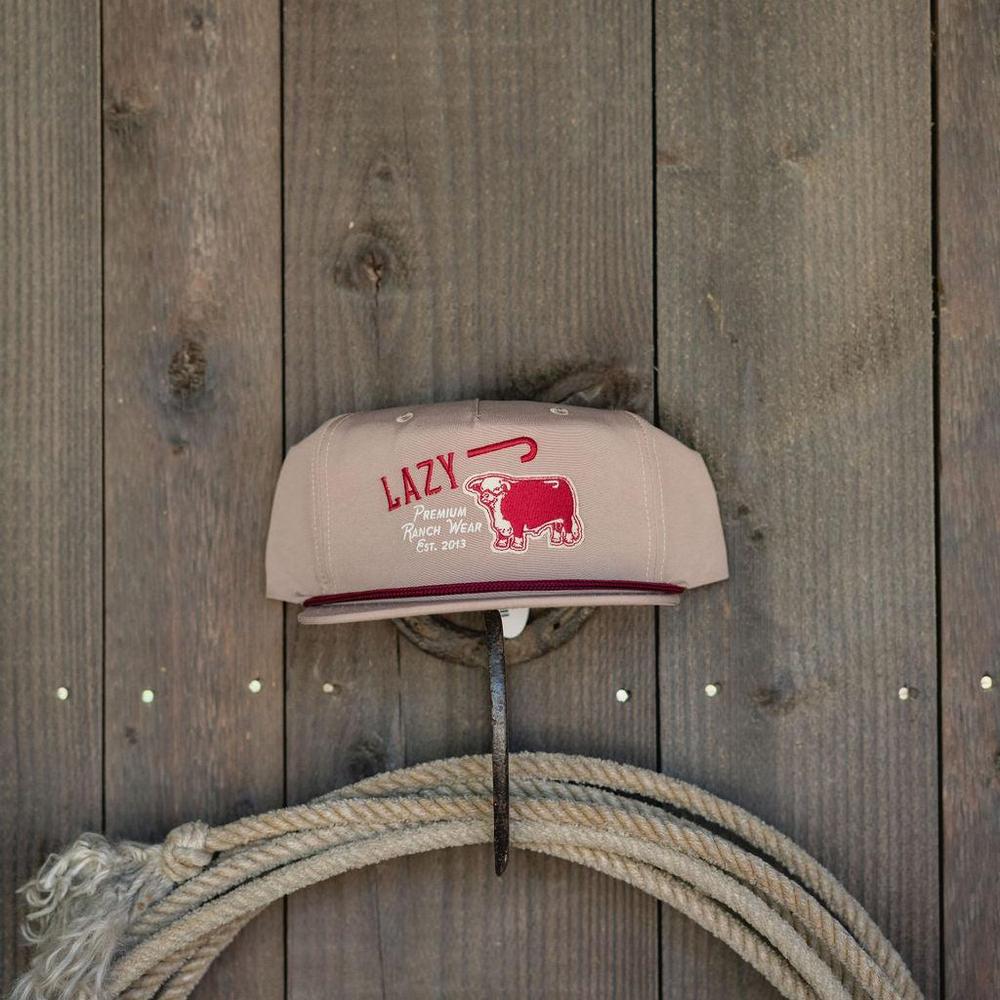 Lazy J Ranch Tan Red Premium Ranch Rope Trucker Hat-Lazy J Ranch Wear