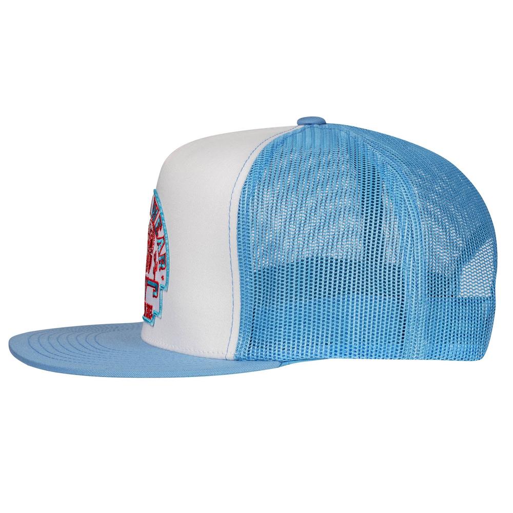 Lazy J Ranch White & Carolina Blue Turquoise Arrowhead Classic Five Panel Trucker Hat-Lazy J Ranch Wear