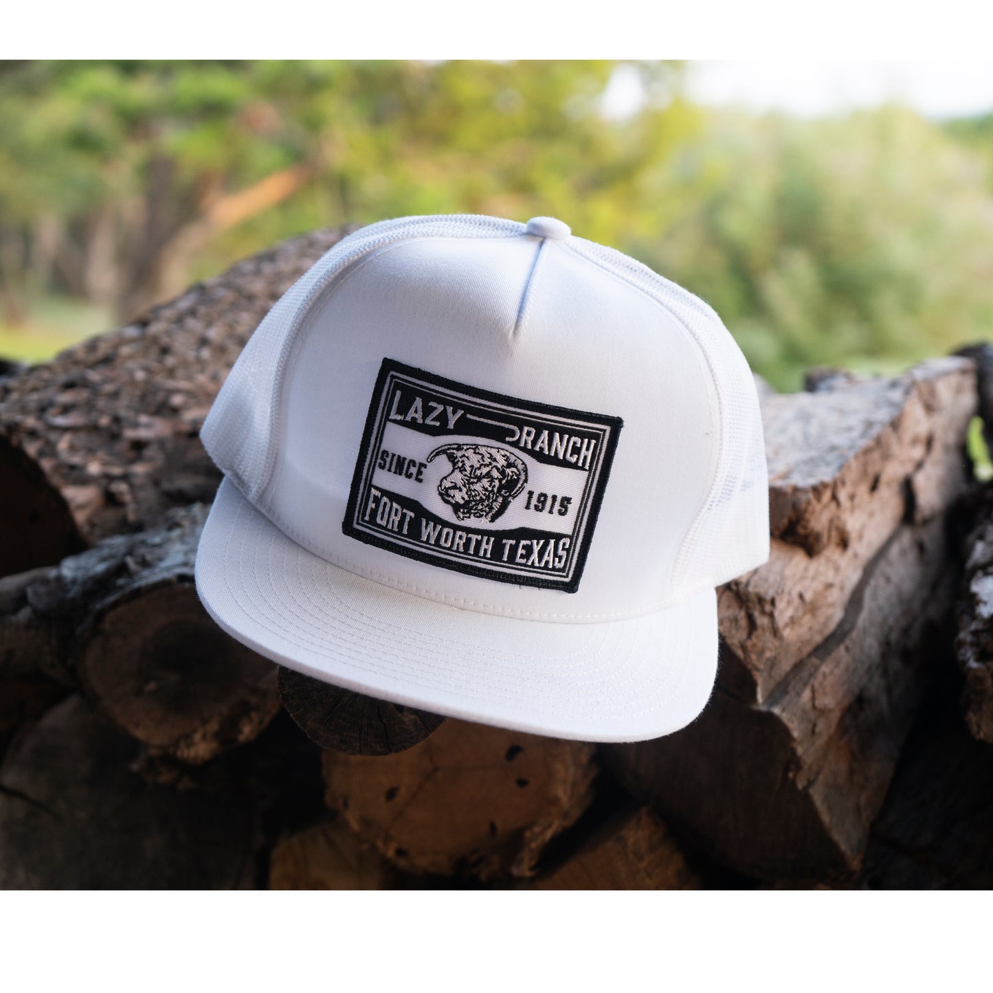 Lazy J Ranch White Fort Worth Classic Five Panel Trucker Hat-Lazy J Ranch Wear