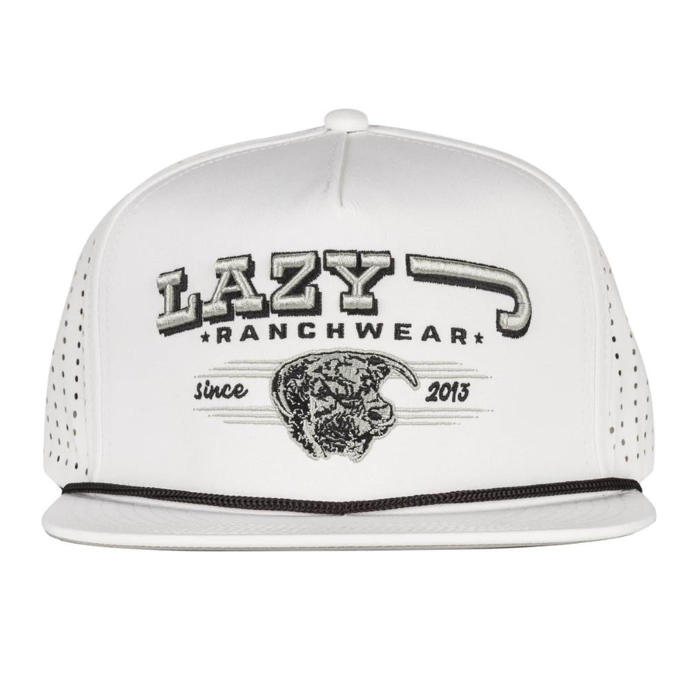 Lazy J Ranch White Hereford Bull Western Performance Rope Trucker Hat-Lazy J Ranch Wear