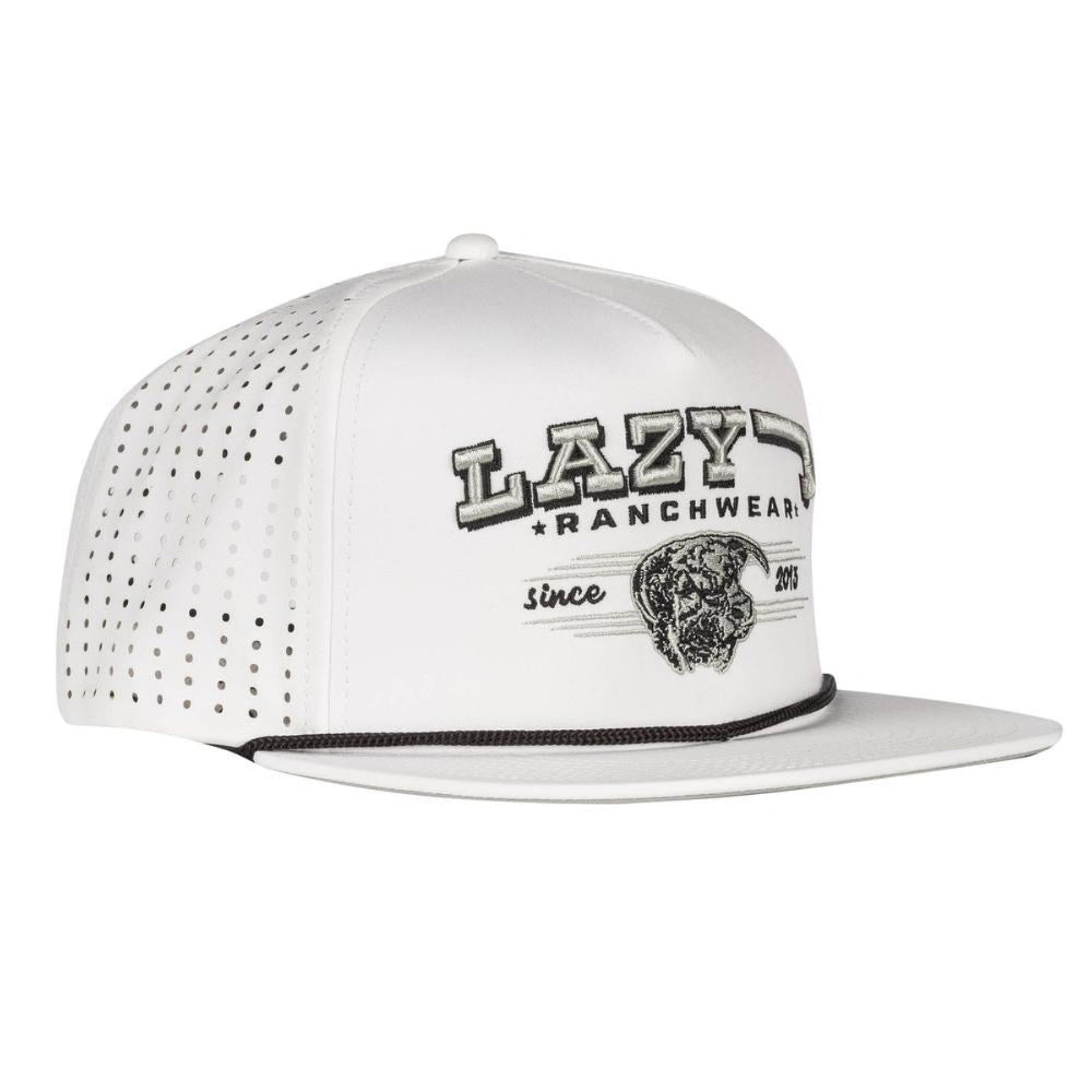 Lazy J Ranch White Hereford Bull Western Performance Rope Trucker Hat-Lazy J Ranch Wear