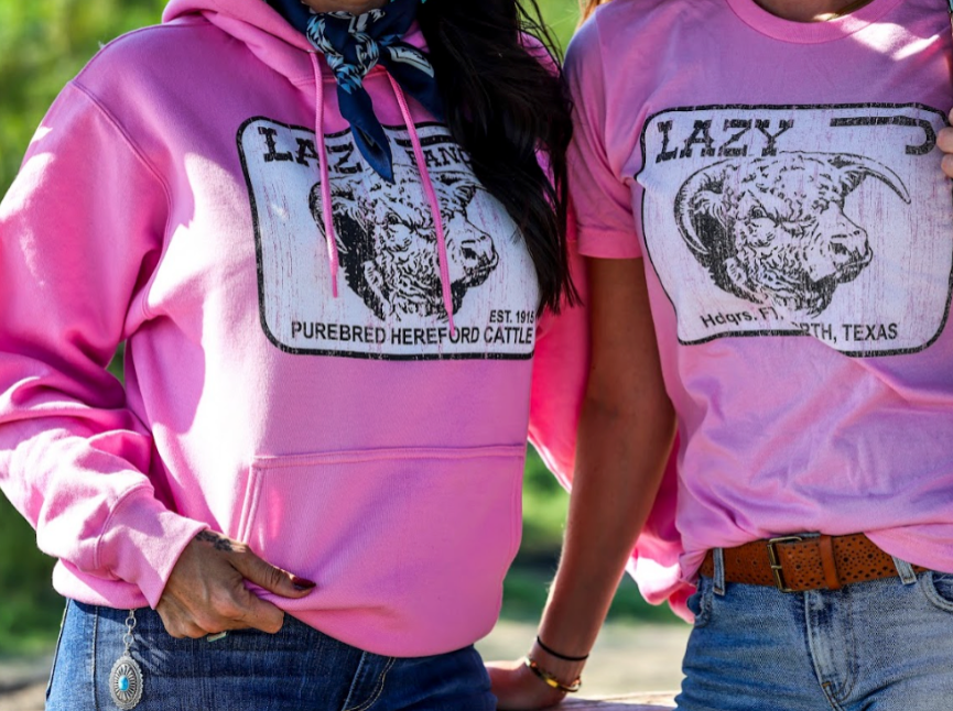 Lazy J Ranch Willow Cattle Headquarters Pullover Hoodie - Pink-Lazy J Ranch Wear
