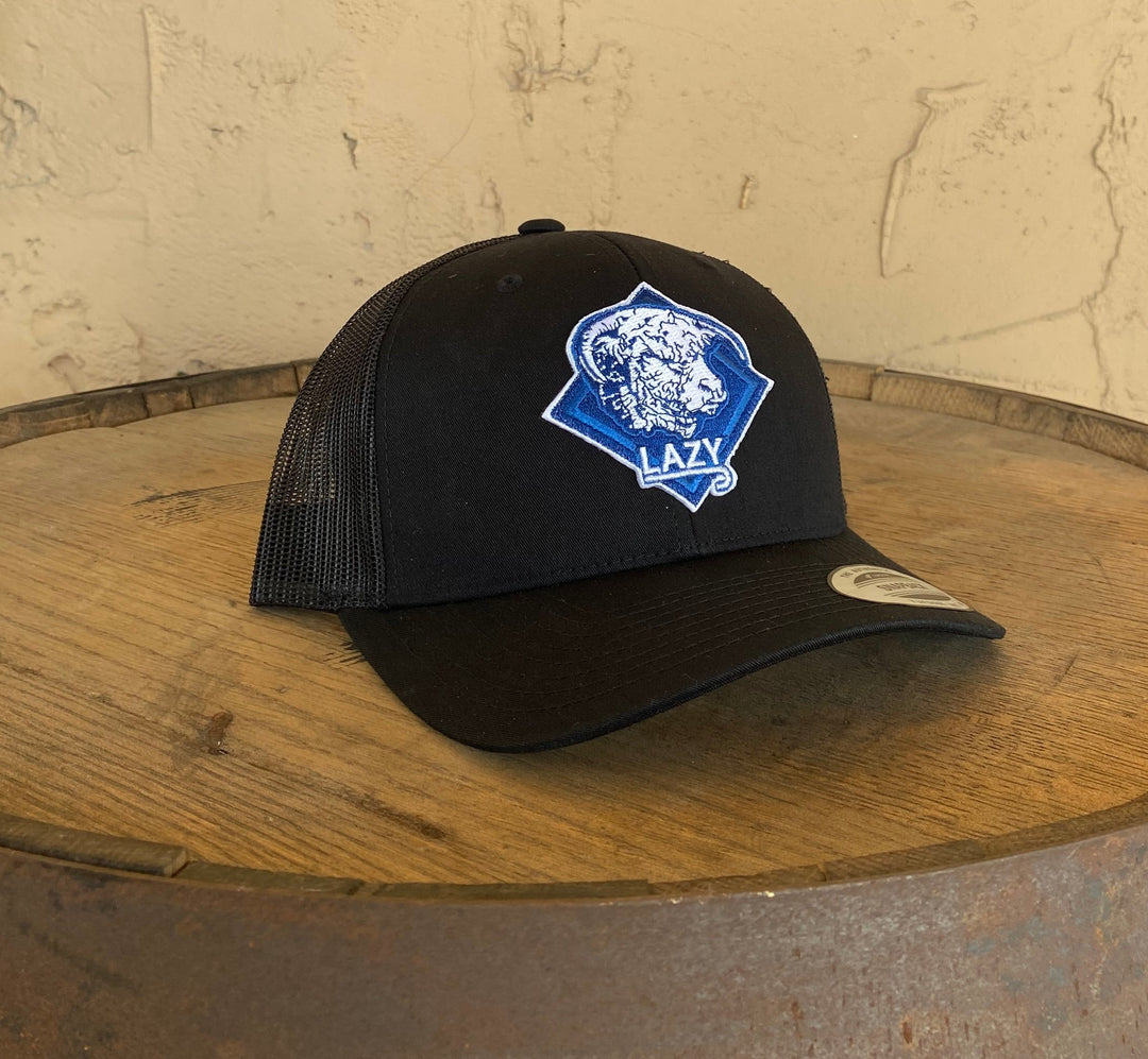 Lazy J Ranch Wear Black & Black 3.5" Blue Diamond Hereford Cap