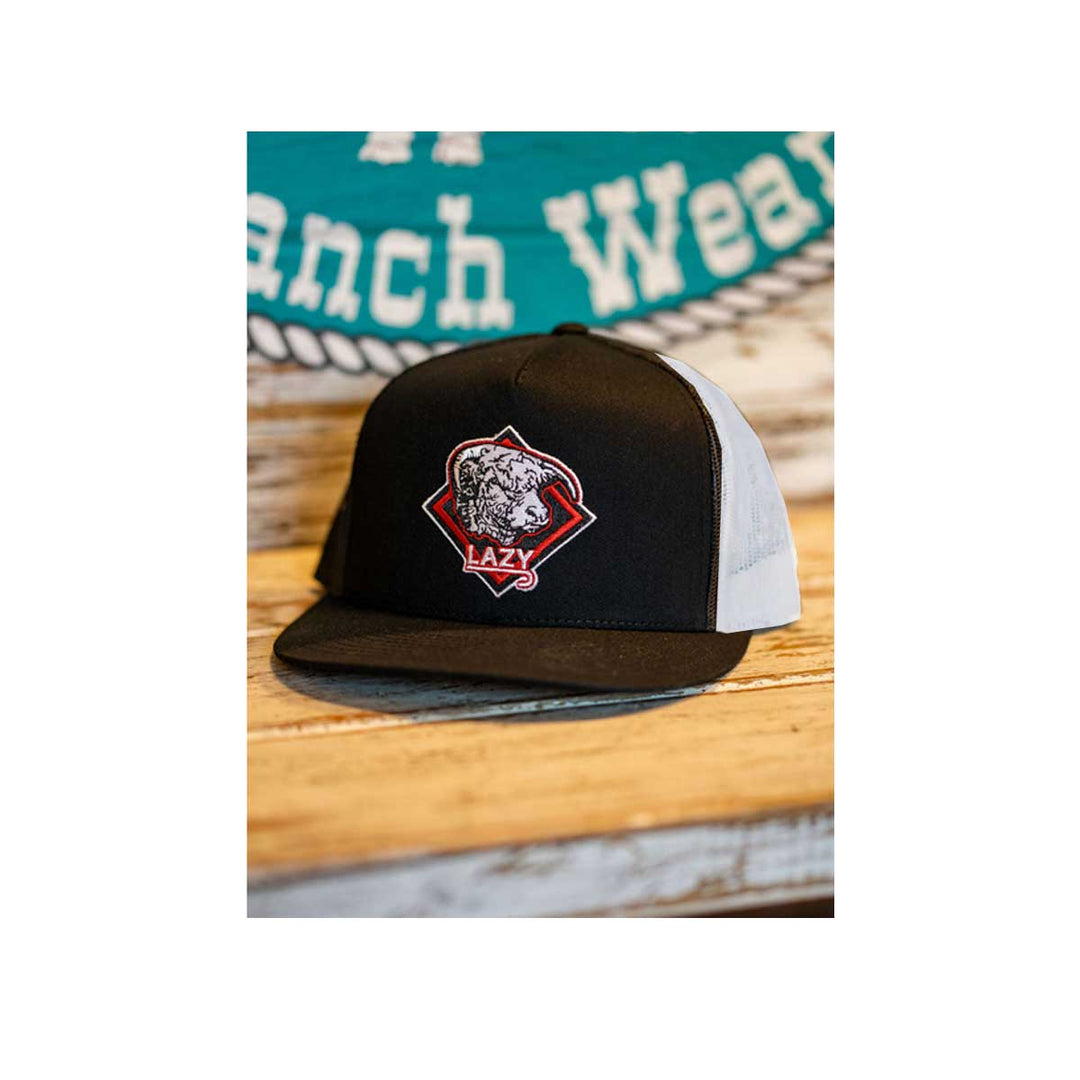 Lazy J Ranch Wear Black & White 4" Diamond Hereford Cap