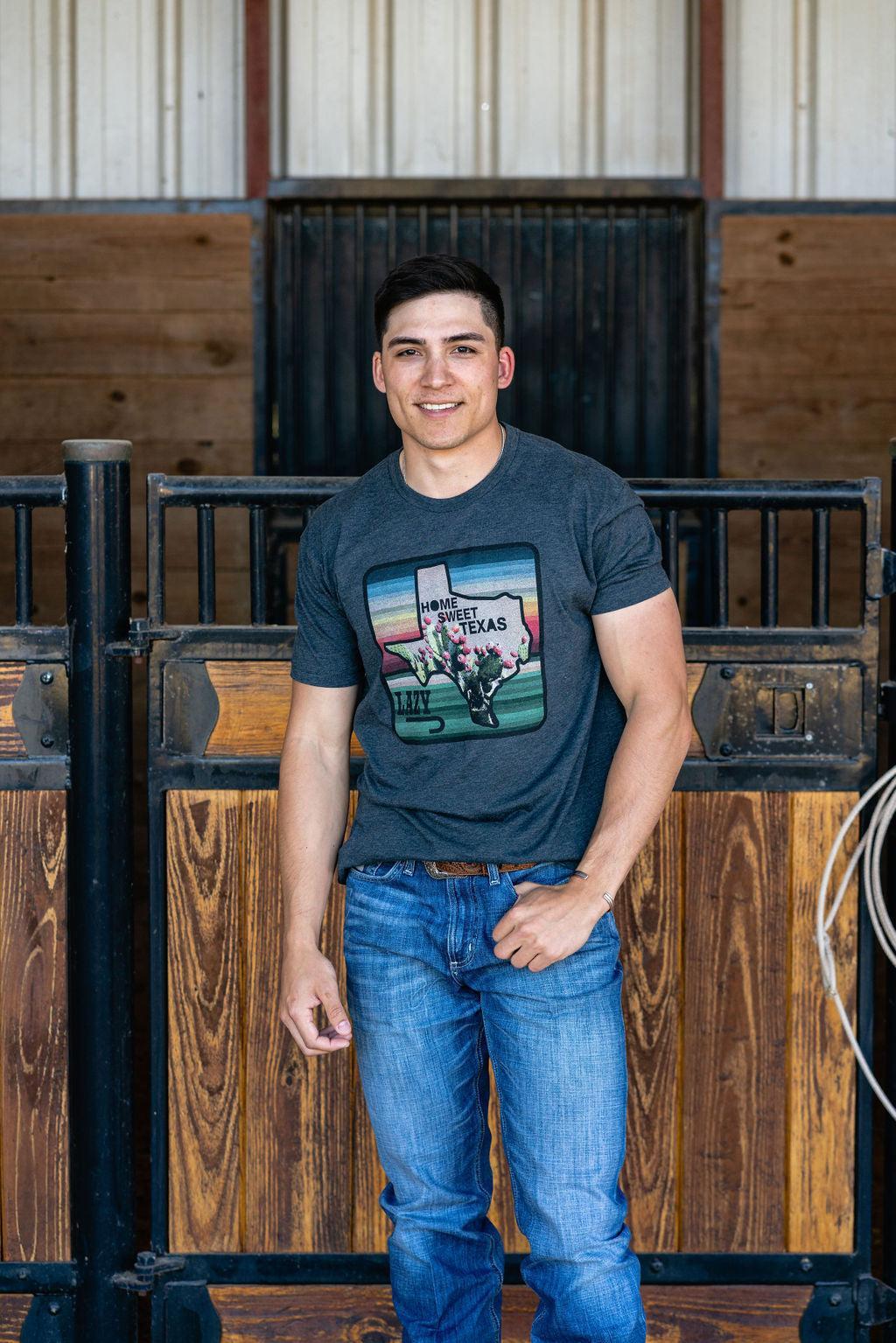 Lazy J Ranch Wear Home Sweet Texas Short Sleeve T-Shirt - Charcoal Grey