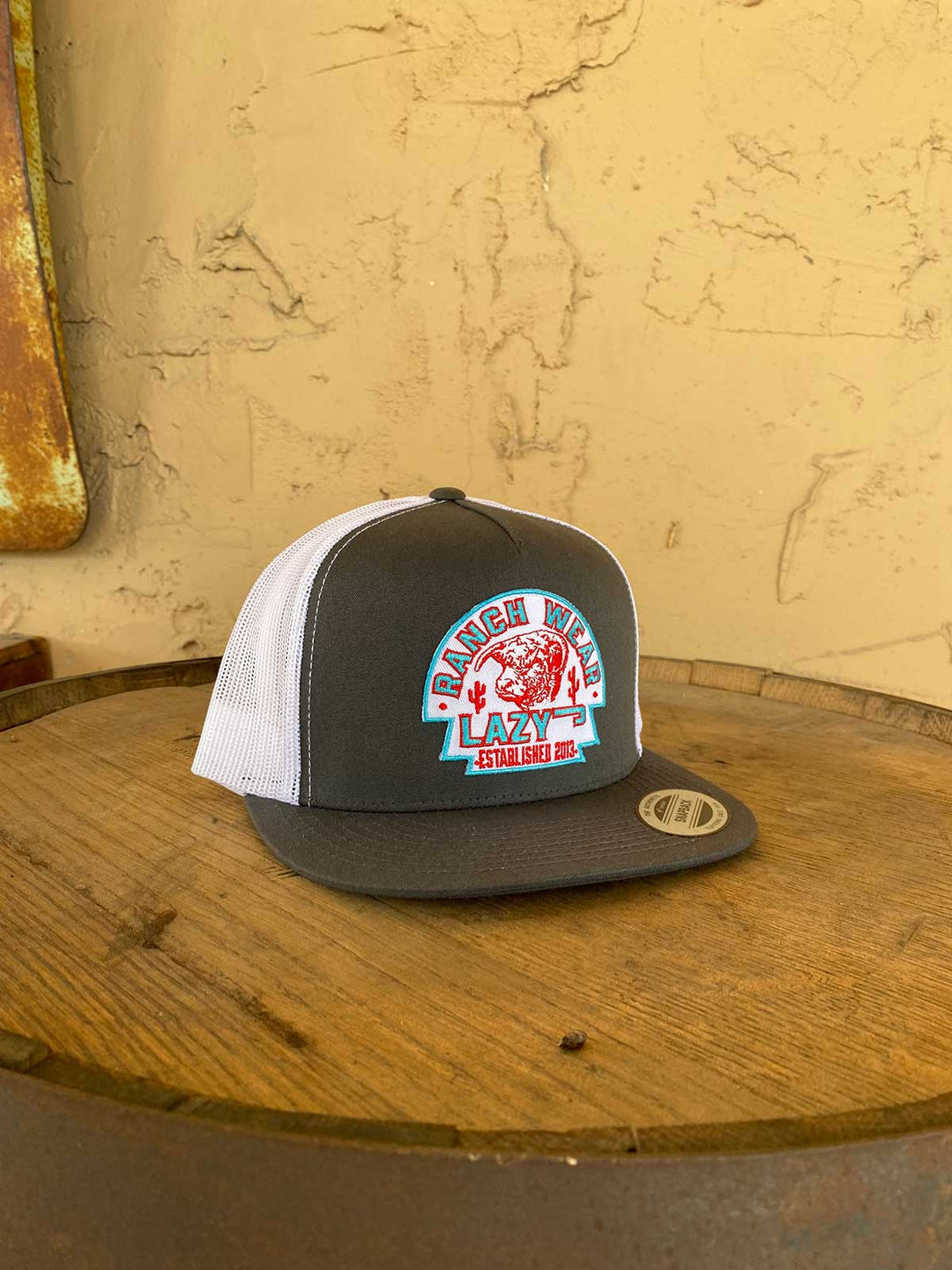 Lazy J Ranch Wear Grey & White 4" Arrowhead Patch Cap