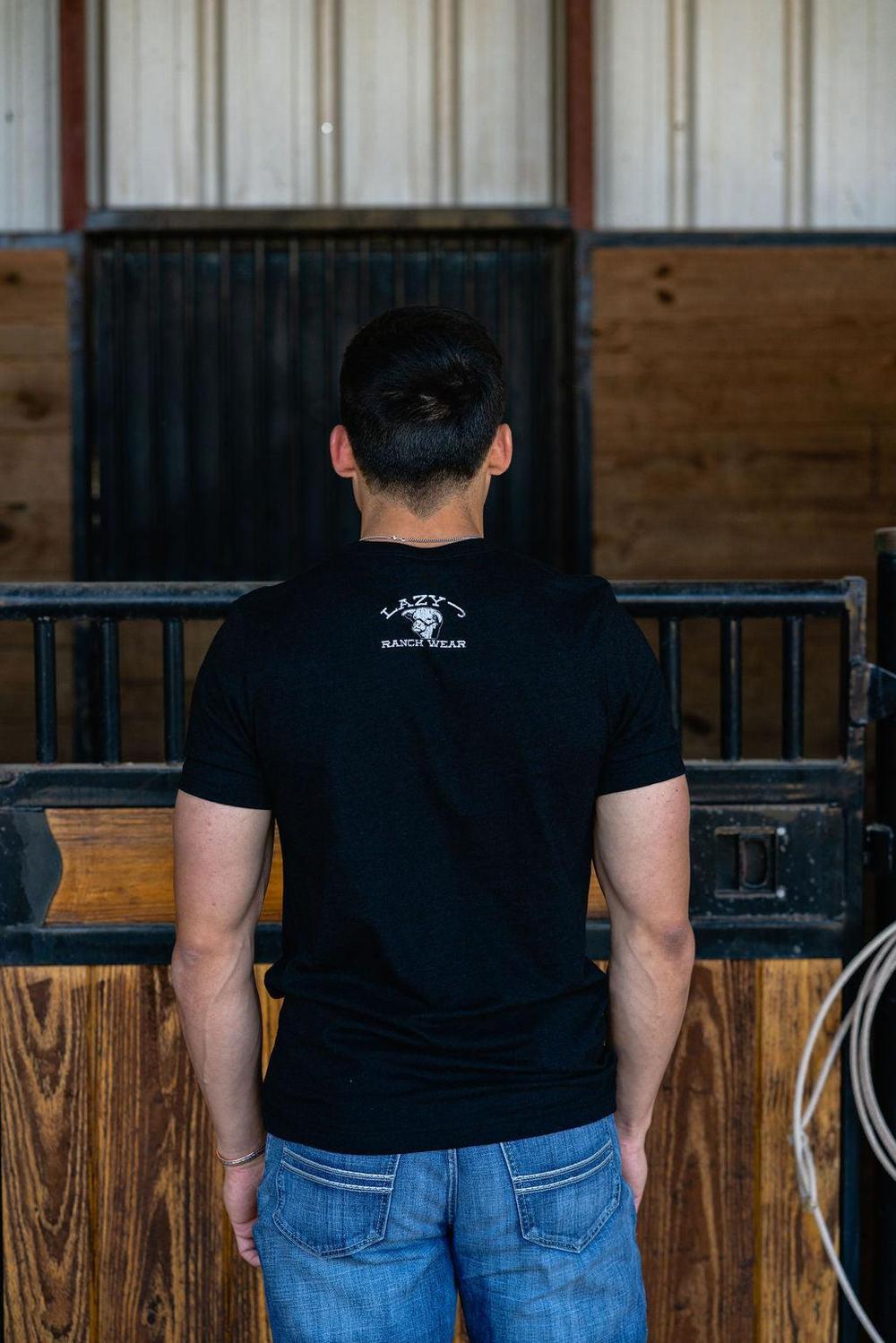 Lazy J Ranch Serape Elevation Short Sleeve T-Shirt - Heather Black-Lazy J Ranch Wear
