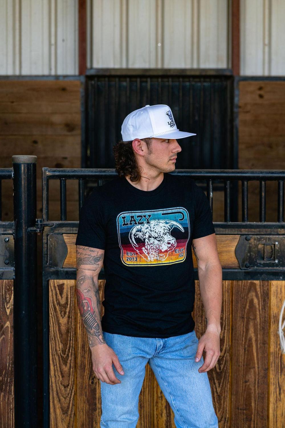 Lazy J Ranch Serape Elevation Short Sleeve T-Shirt - Heather Black-Lazy J Ranch Wear
