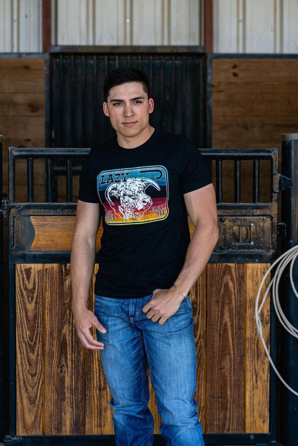 Lazy J Ranch Serape Elevation Short Sleeve T-Shirt - Heather Black-Lazy J Ranch Wear