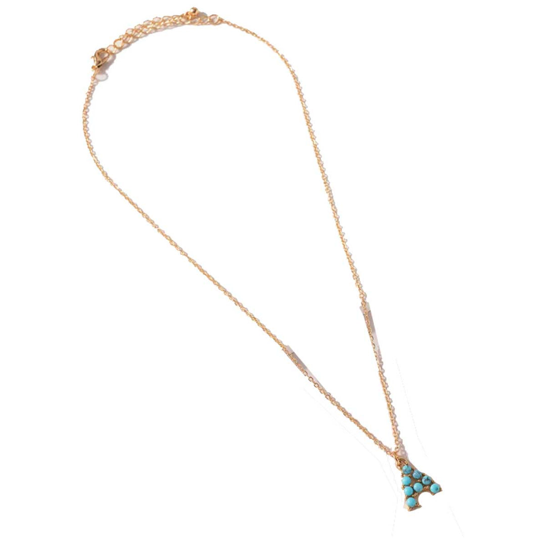 Avenue Zoe Turquoise Stone Initial Necklaces