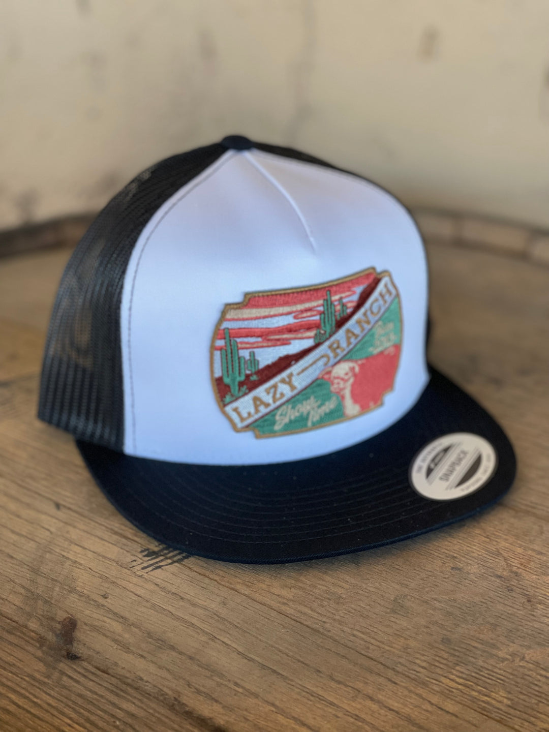 Lazy J Ranch Wear White & Black 4" LJRW Show Time Cap