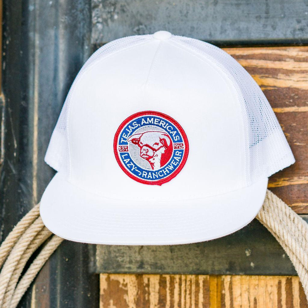 
                  
                    Lazy J Ranch White Tejas Classic Five Panel Trucker Hat-Lazy J Ranch Wear
                  
                