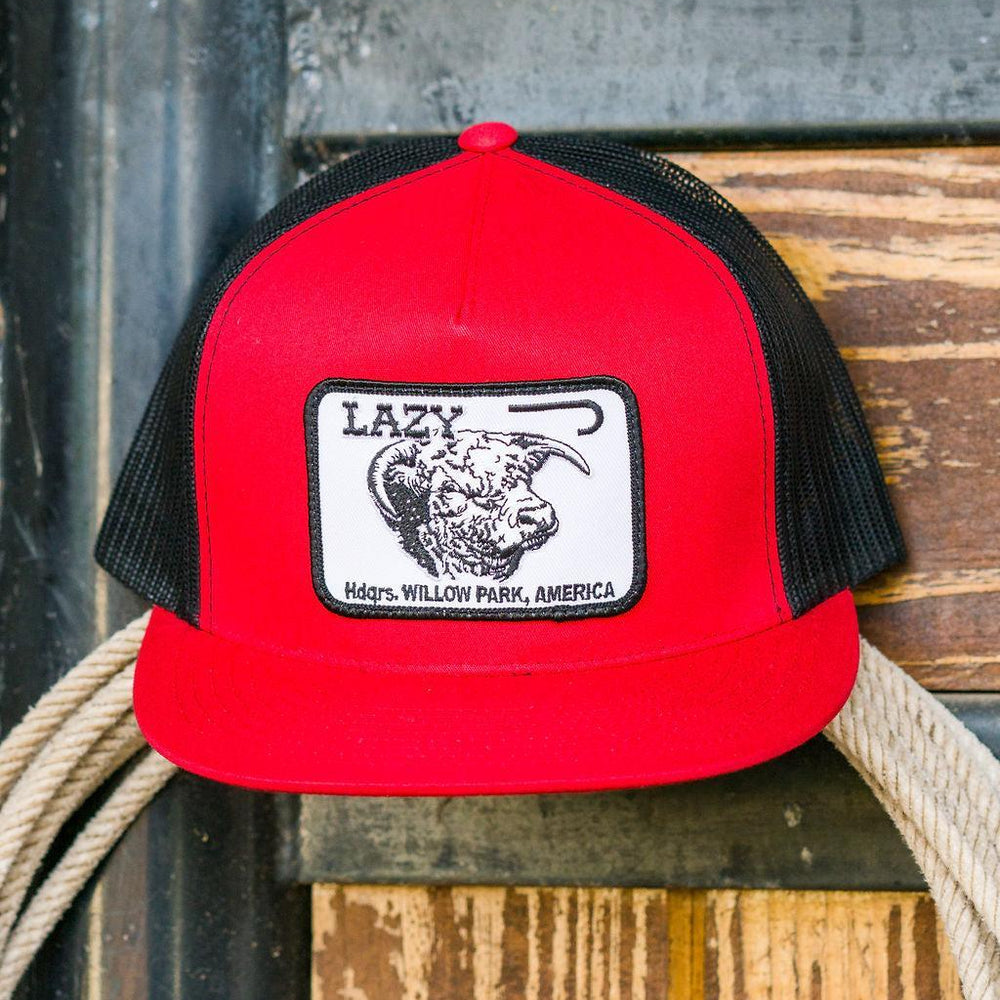 
                  
                    Lazy J Ranch Red & Black Willow Cattle Headquarters Classic Five Panel Trucker Hat-Lazy J Ranch Wear
                  
                