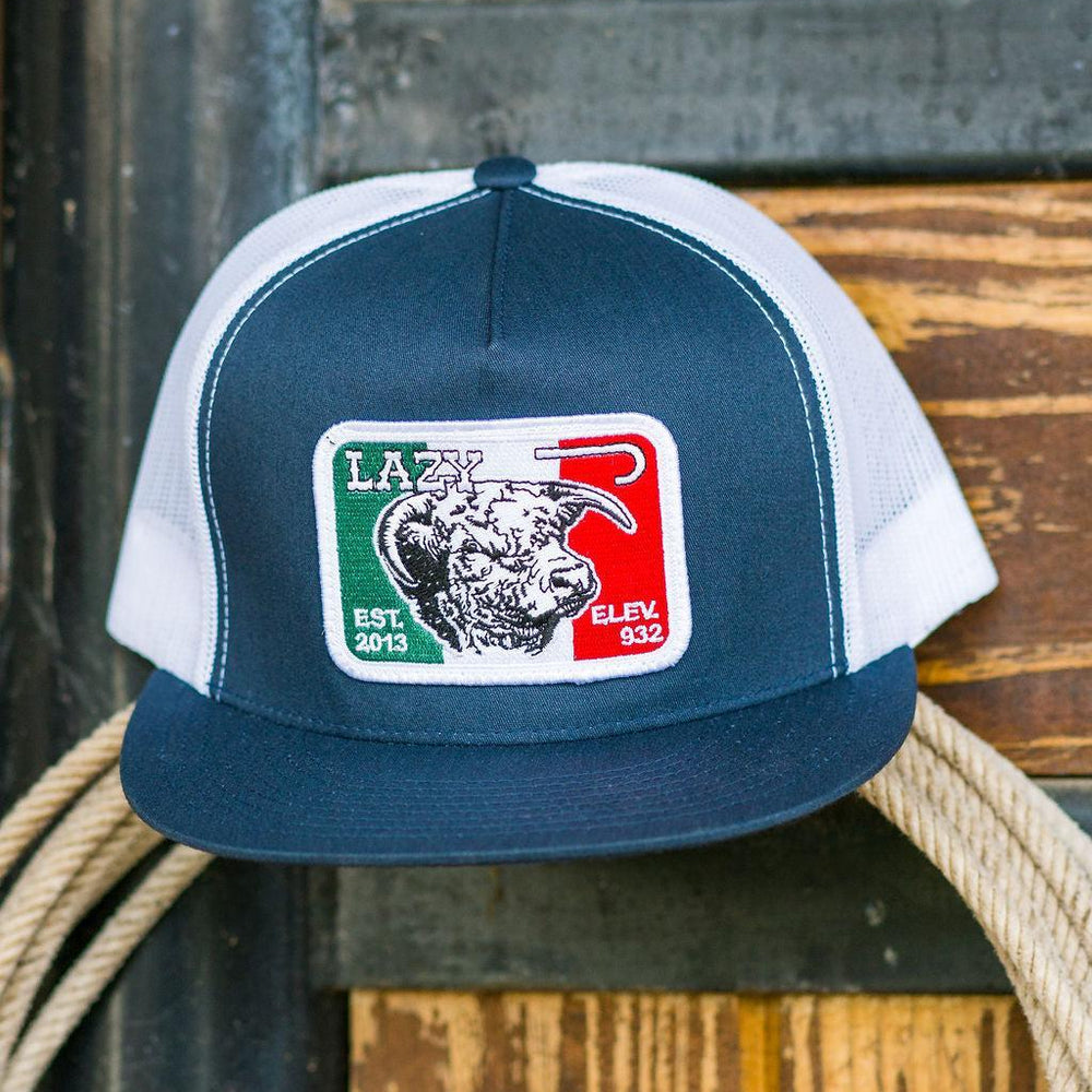 
                  
                    Lazy J Ranch Navy & White Mexico Elevation Classic Five Panel Trucker Hat-Lazy J Ranch Wear
                  
                
