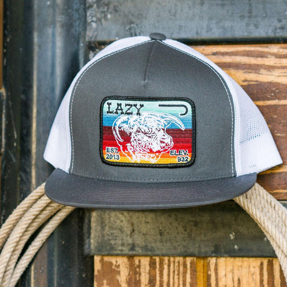 
                  
                    Lazy J Ranch Charcoal Grey & White Serape Elevation Classic Five Panel Trucker Hat-Lazy J Ranch Wear
                  
                