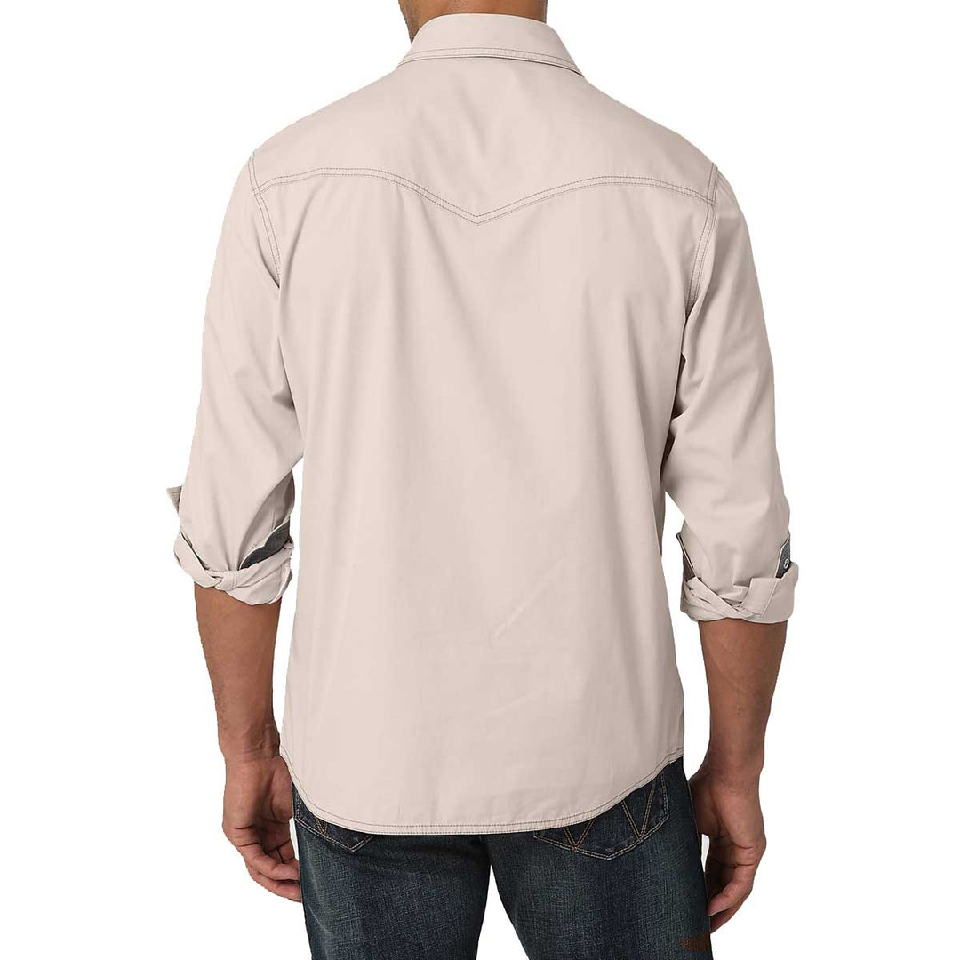 Wrangler Men's Retro Premium Button-Down Long Sleeve Shirt - Pale Tan