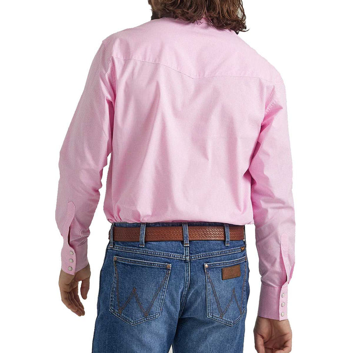 Wrangler Men's Bucking Cancer Button Long Sleeve Shirt - Fuschia Pink
