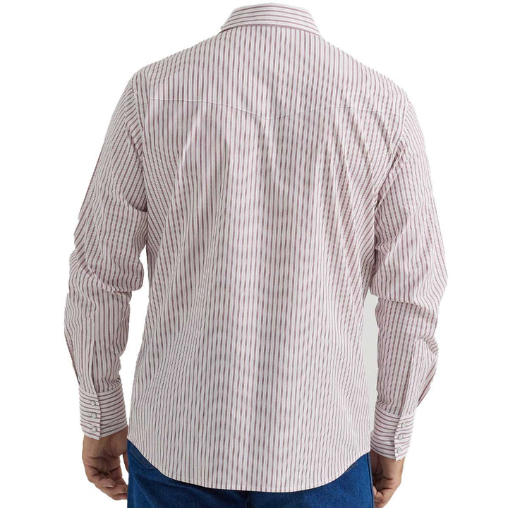 Wrangler Men's Stripe Print Snap Long Sleeve Shirt