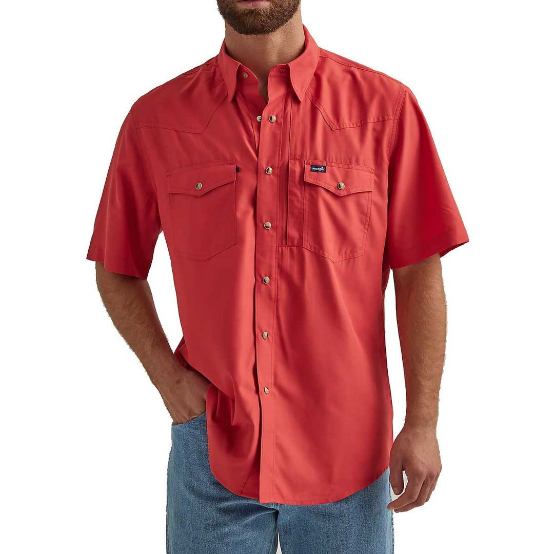 Wrangler Men's Performance Snap Short Sleeve Shirt - Red