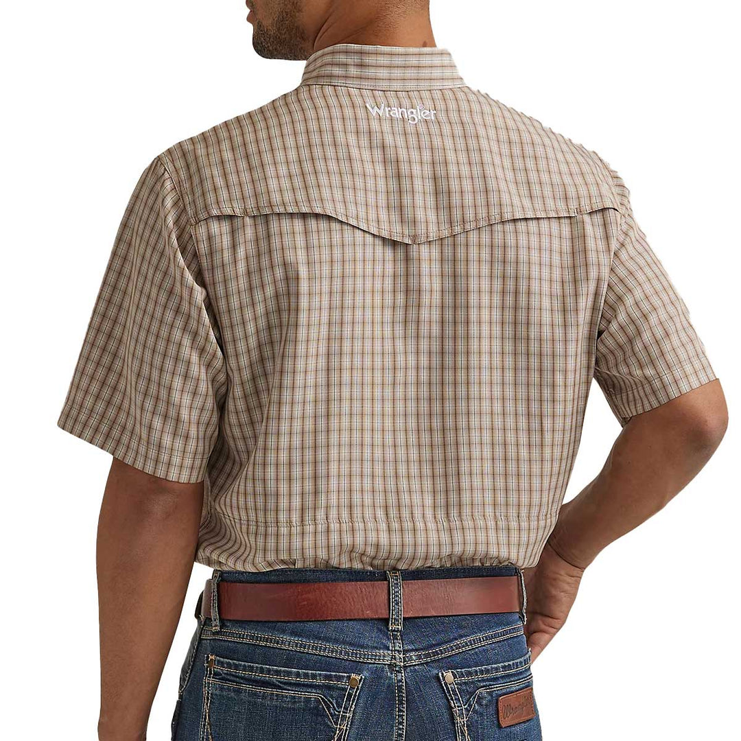 Wrangler Men's Performance Snap Short Sleeve Shirt - Brown Rust