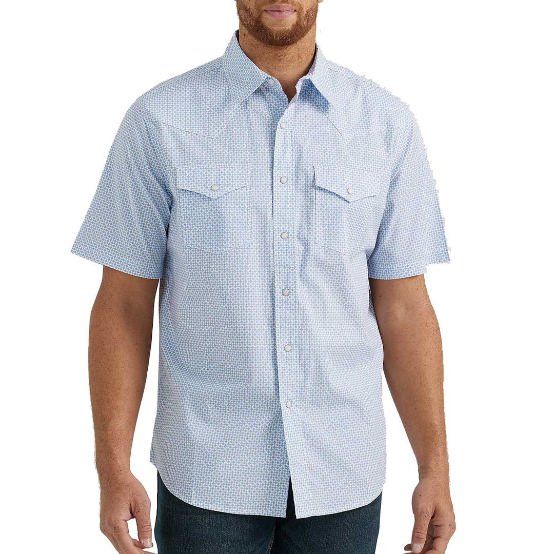 Wrangler Men's 20X Competition Advanced Comfort Short Sleeve Shirt - Mod Sea Blue