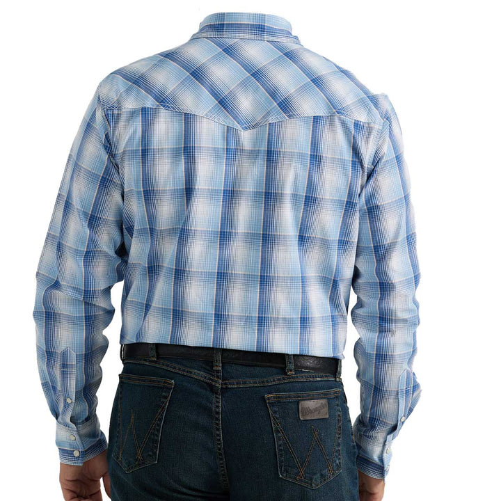 Wrangler Men's 20X Competition Advanced Comfort Long Sleeve Shirt - Blue Plaid