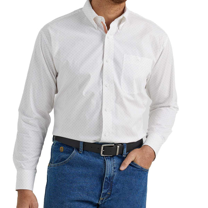 Wrangler Men's George Strait Button Down Long Sleeve Shirt - White