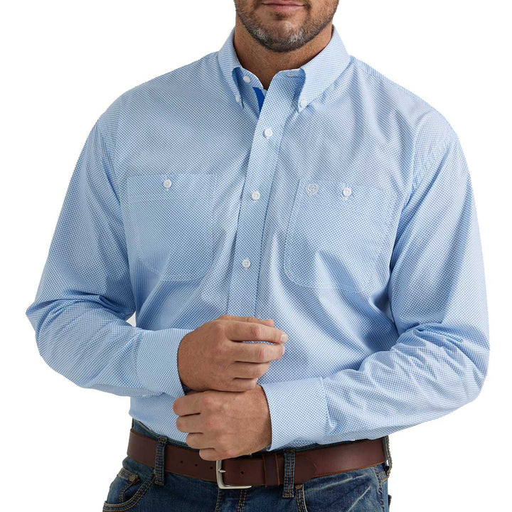 Wrangler Men's George Strait Button Long Sleeve Shirt - Blue