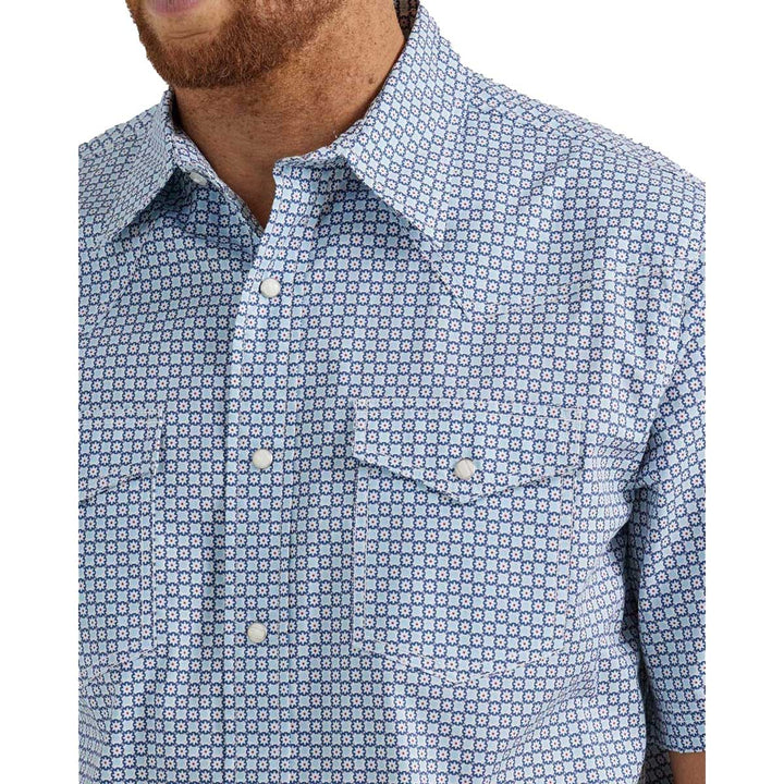Wrangler Men's 20X Advanced Comfort Snap Short Sleeve Shirt - Blue