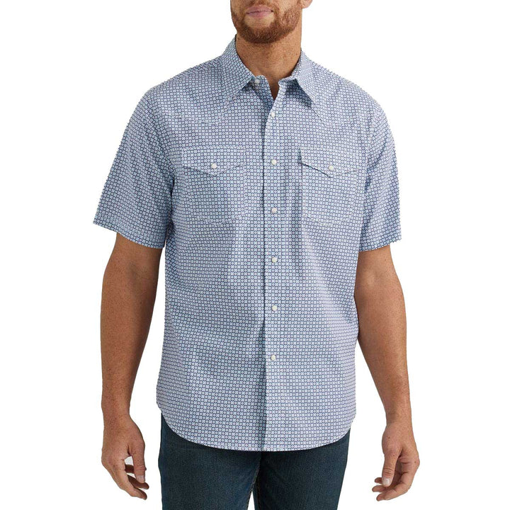 Wrangler Men's 20X Advanced Comfort Snap Short Sleeve Shirt - Blue