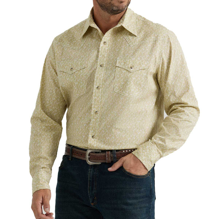 Wrangler Men's 20X Competition Advanced Comfort Snap Long Sleeve Shirt - Moss