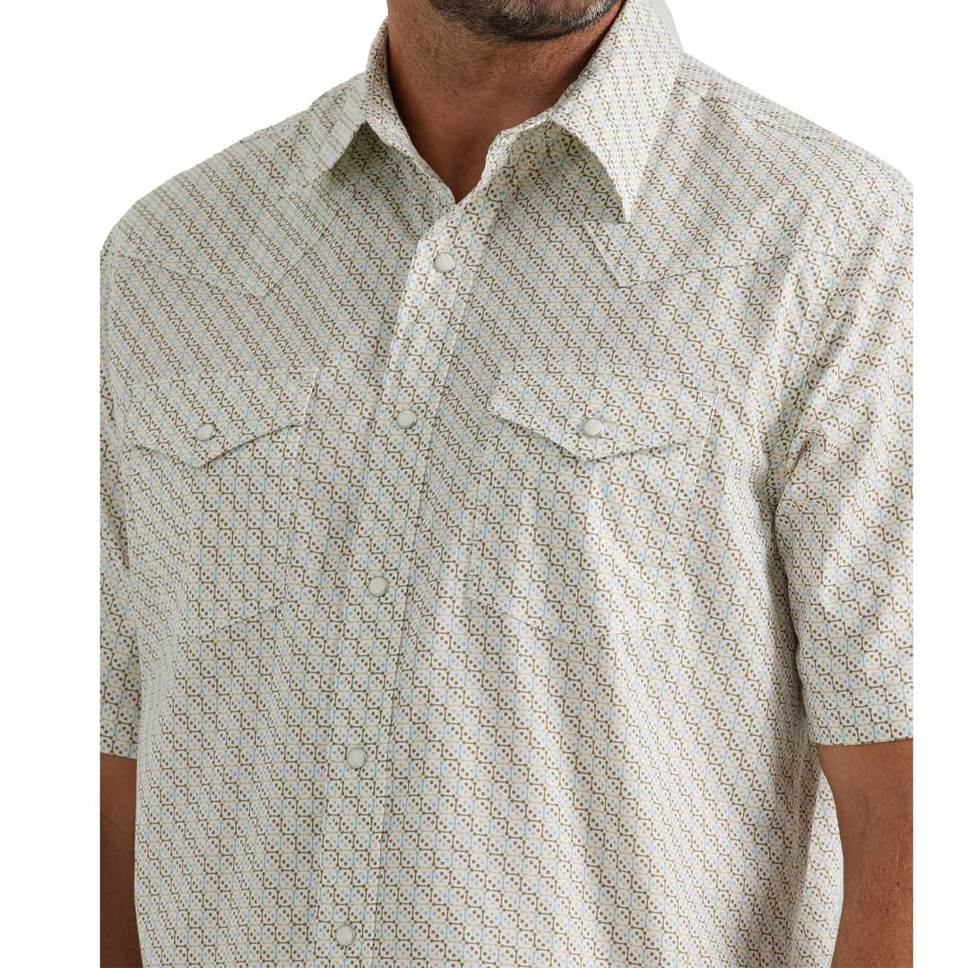 Wrangler Men's 20X Advanced Comfort Snap Short Sleeve Shirt - Beige