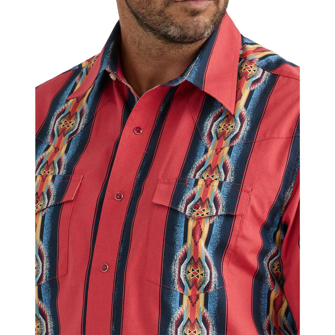 Wrangler Men's Checotah Snap Long Sleeve Shirt - Red