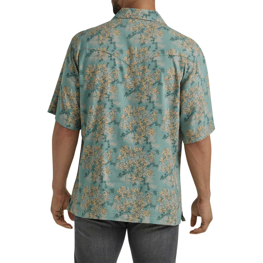 Wrangler Men's Coconut Cowboy Snap Front Camp Short Sleeve Shirt - Teal