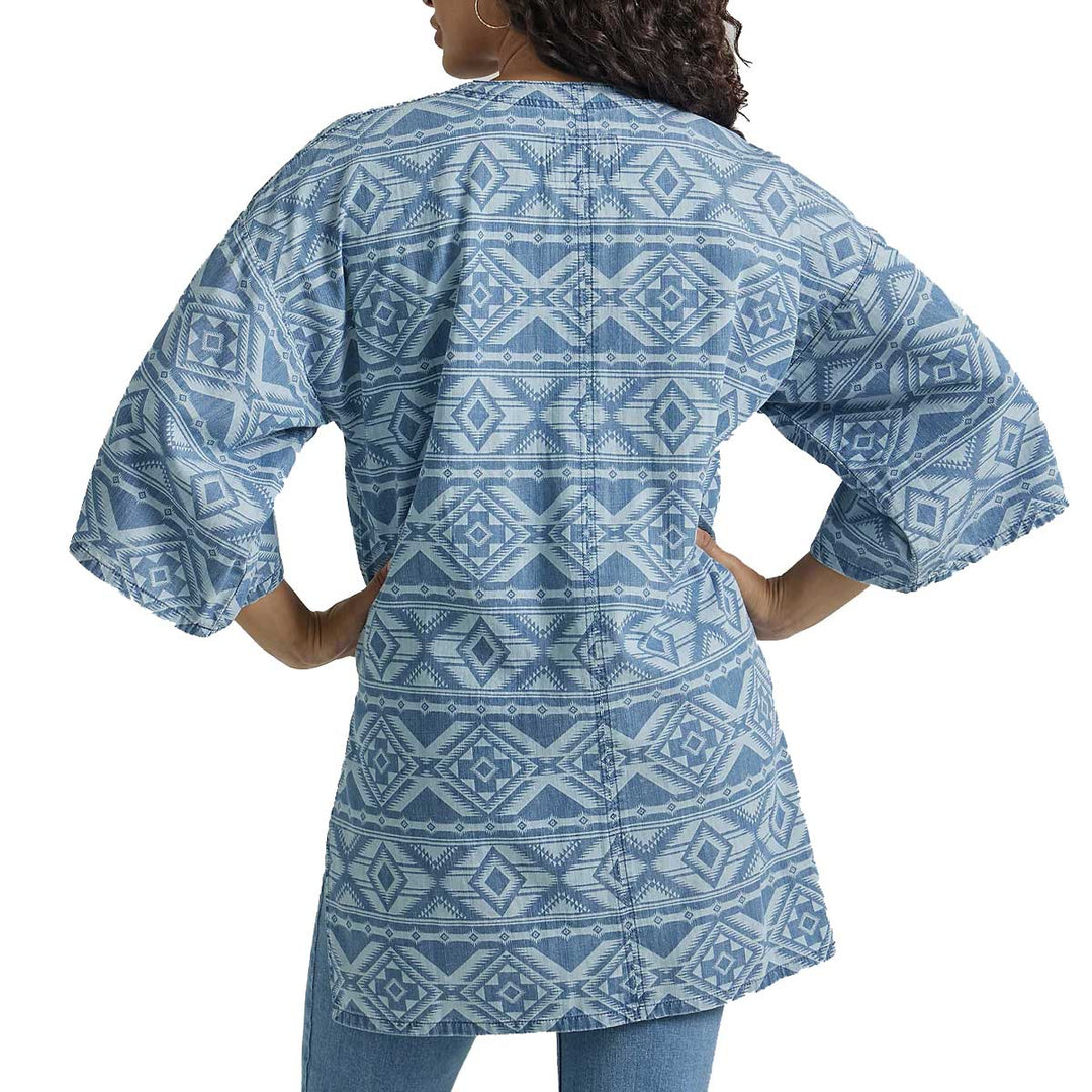 Wrangler Women's Aztec Geo Denim Kimono - Denim Blue