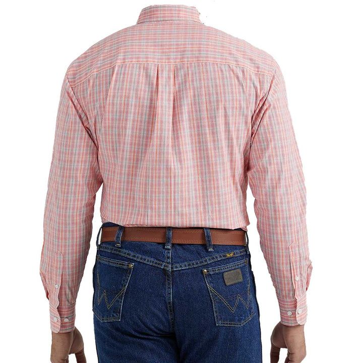 Wrangler Men's George Strait Button Down Long Sleeve Shirt - Fiesta Red Plaid