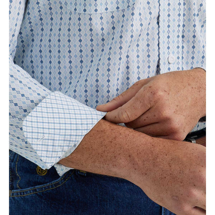 Wrangler Men's George Strait Geometric Print Long Sleeve Shirt - Blue