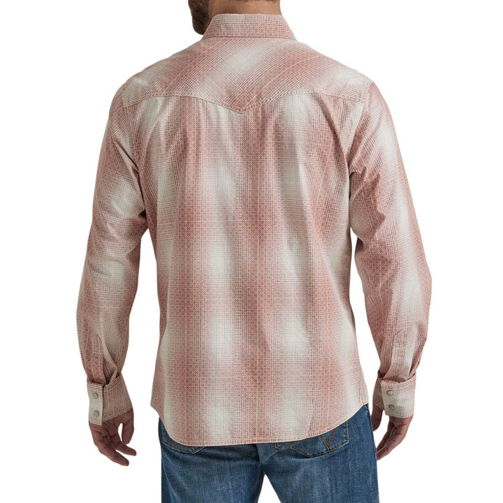 Wrangler Men's Retro Premium Snap Overprint Long Sleeve Shirt - Red