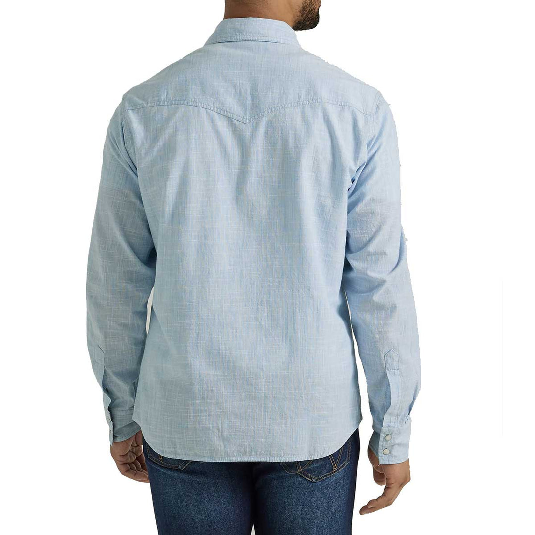 Wrangler Men's Retro Premium Snap Long Sleeve Shirt - Blue Weave