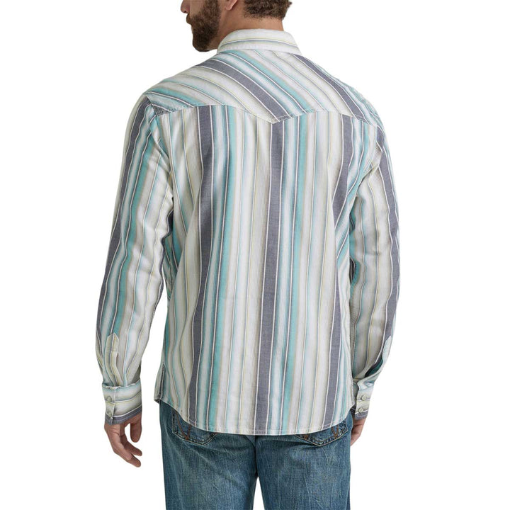 Wrangler Men's Retro Premium Snap Striped Long Sleeve Shirt - White