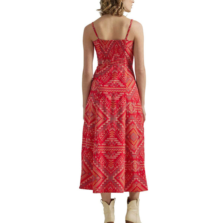 Wrangler Women's Sleeveless Aztec Print Maxi Dress - Red
