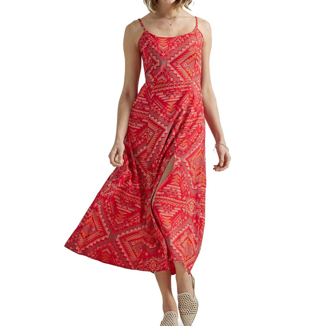 Wrangler Women's Sleeveless Aztec Print Maxi Dress - Red