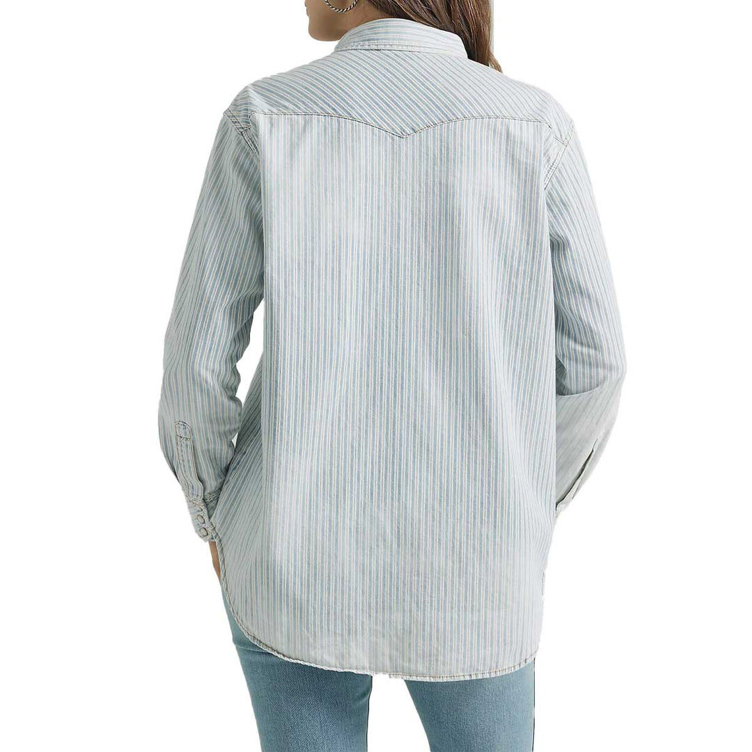 Wrangler Women's Retro Boyfriend Snap Shirt - Texture Stripe